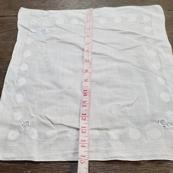 Vintage White Cotton Blue Embroidered S Initial Handkerchief - Picture 3 of 9